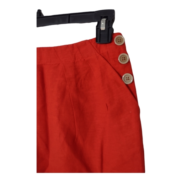 Banana Republic 00P Orange Sailor Pocket Linen Mini Skirt Nautical Button Detail - Picture 10 of 11